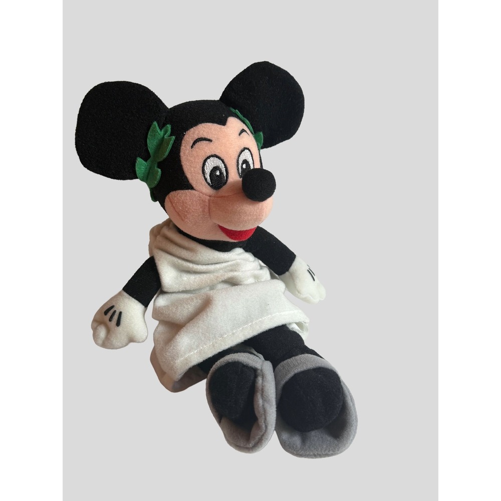 Disney Mickey Mouse Toga Plush Roman Greek Laurel Wreath 10 Inch Bean Bag Toy